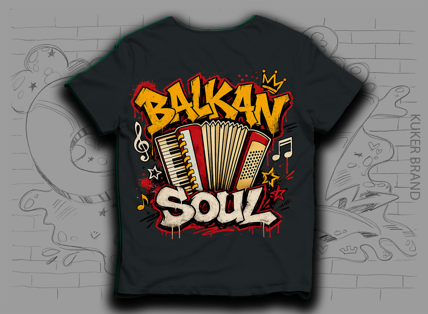 Тениска „Balkan Soul" с акордеон
