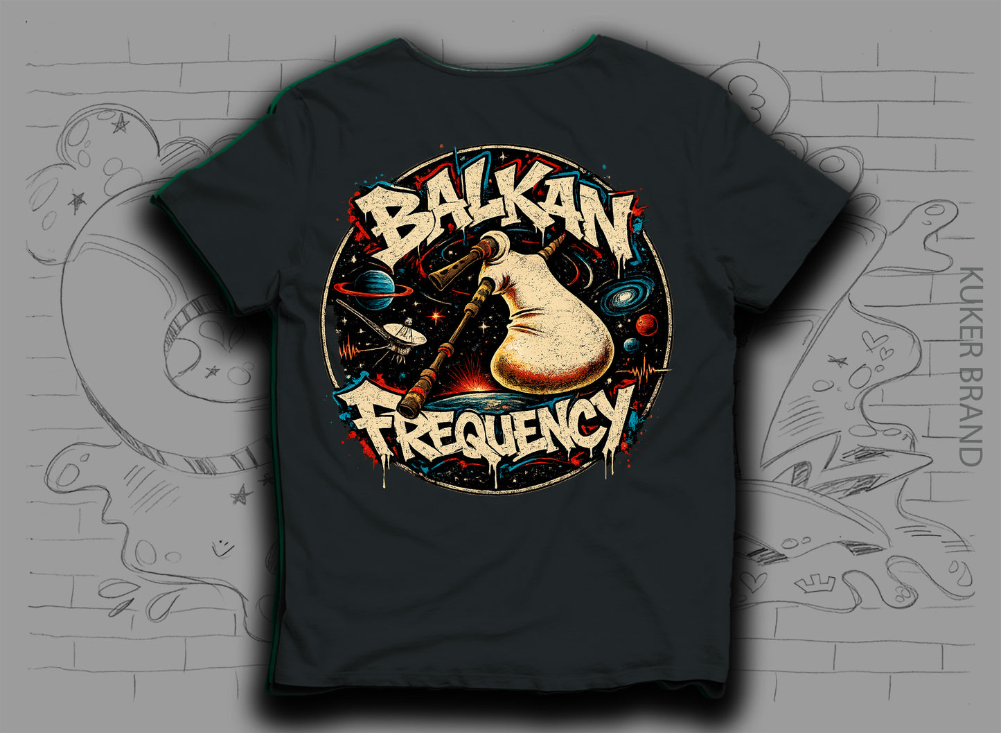Тениска „Balkan Frequency" с гайда