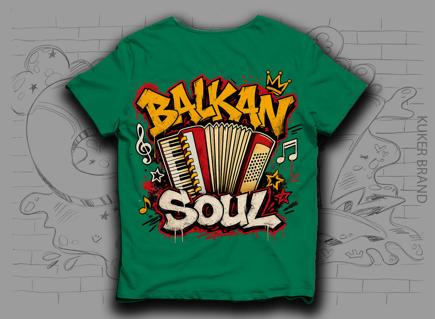 Тениска „Balkan Soul" с акордеон