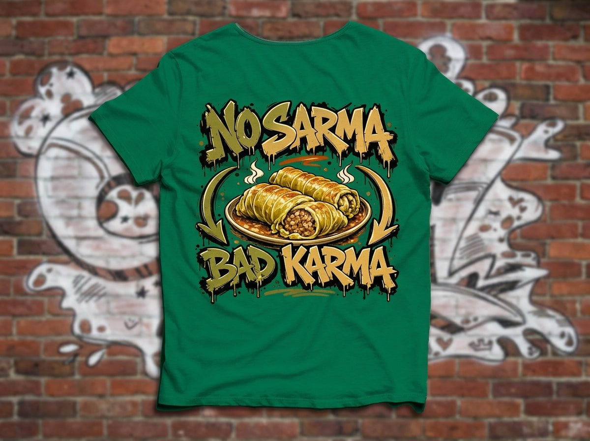 Тениска „No Sarma Bad Karma" със сарми