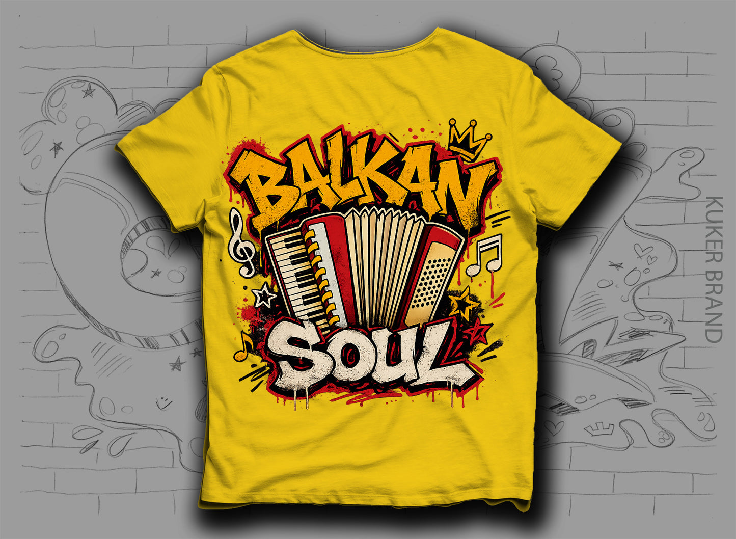 Тениска „Balkan Soul" с акордеон