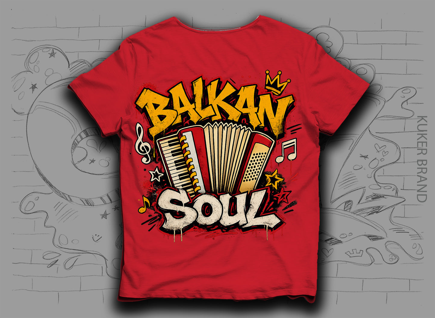 Тениска „Balkan Soul" с акордеон