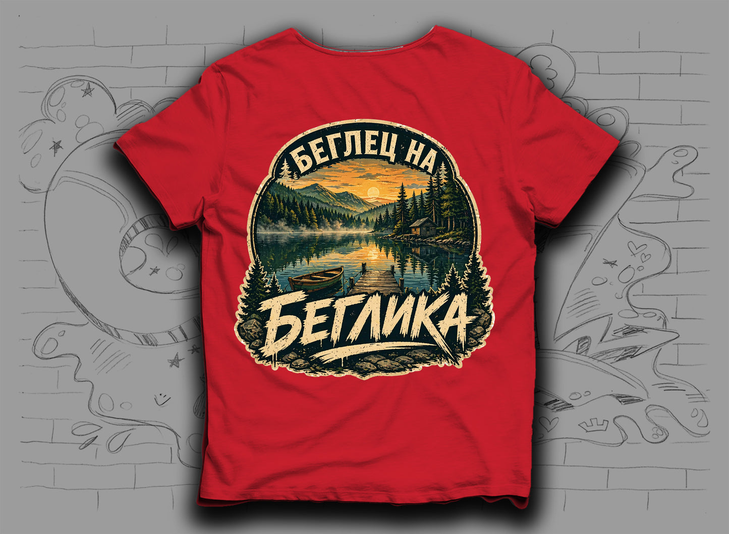 Тениска "Беглец на Беглика" с язовир Беглика