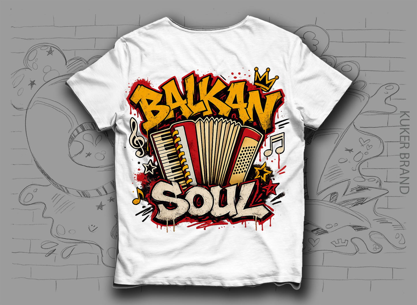 Тениска „Balkan Soul" с акордеон