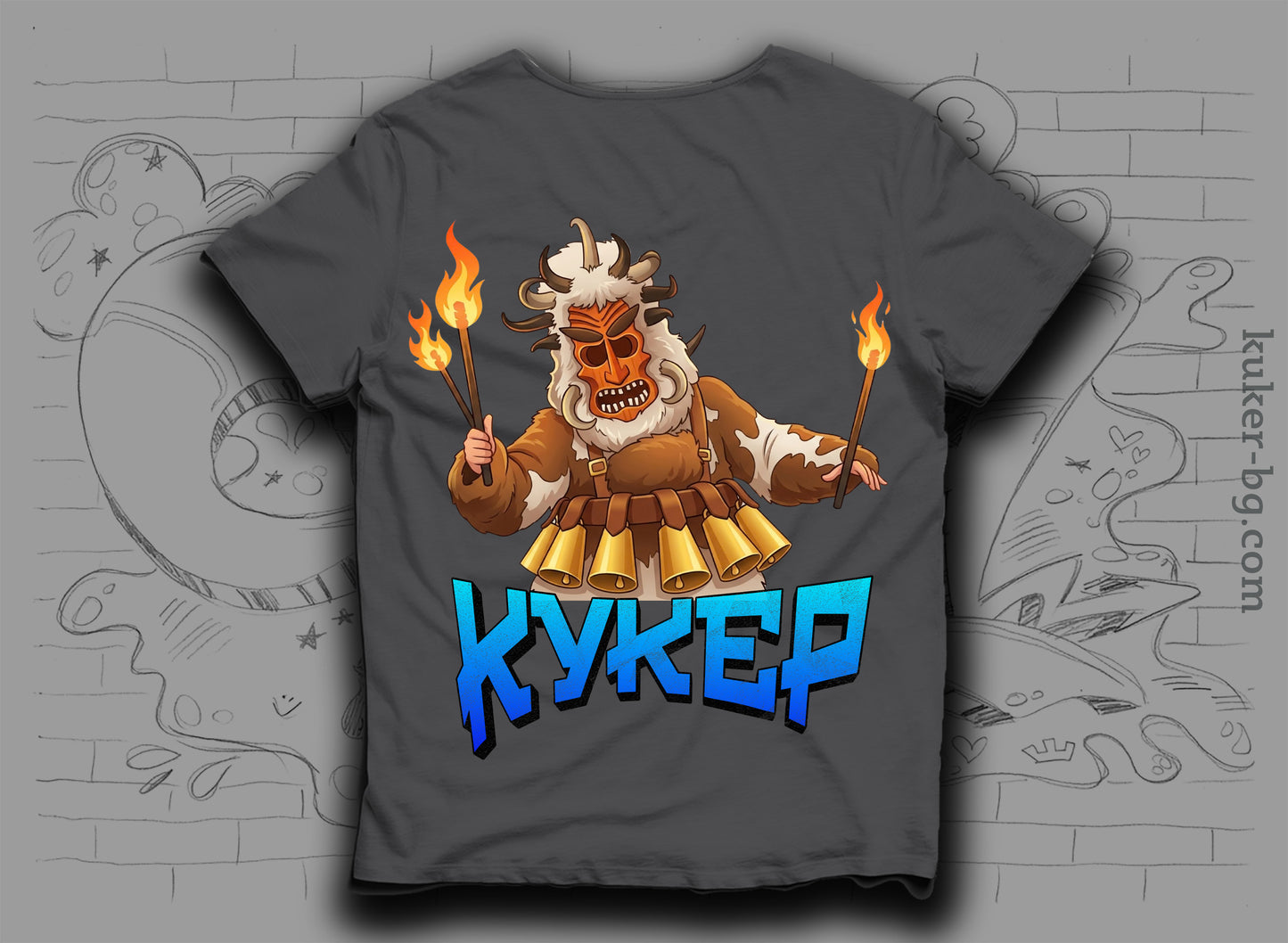Тениска "КУКЕР" с кукер и факли