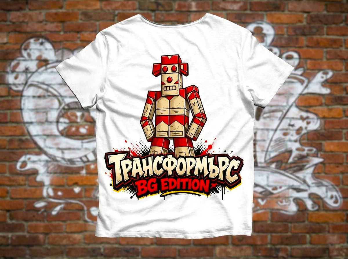 Тениска "Трансформърс BG Edition" с роботче от цигарени кутии