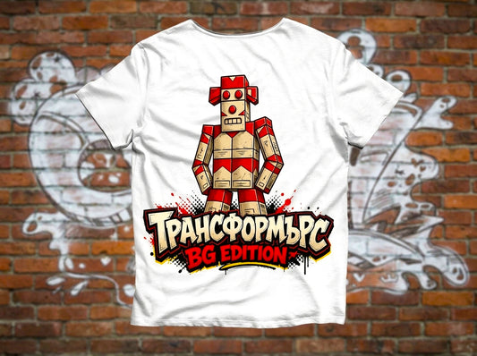 Тениска "Трансформърс BG Edition" с роботче от цигарени кутии