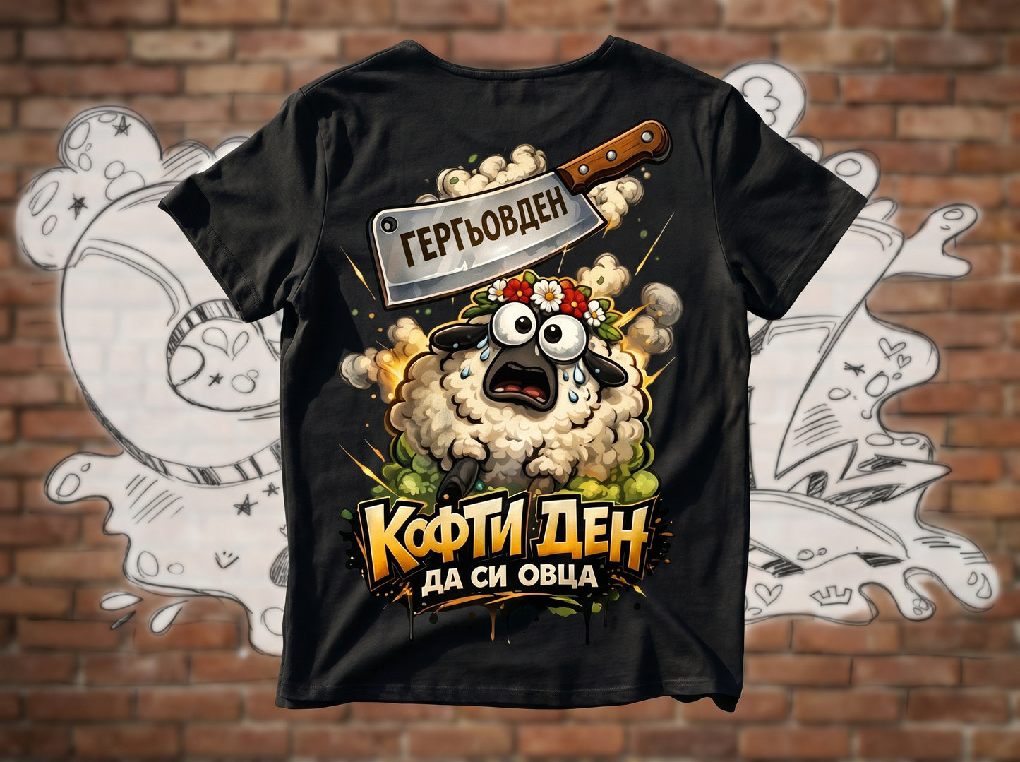 Тениска "Кофти ден да си овца" за Гергьовден