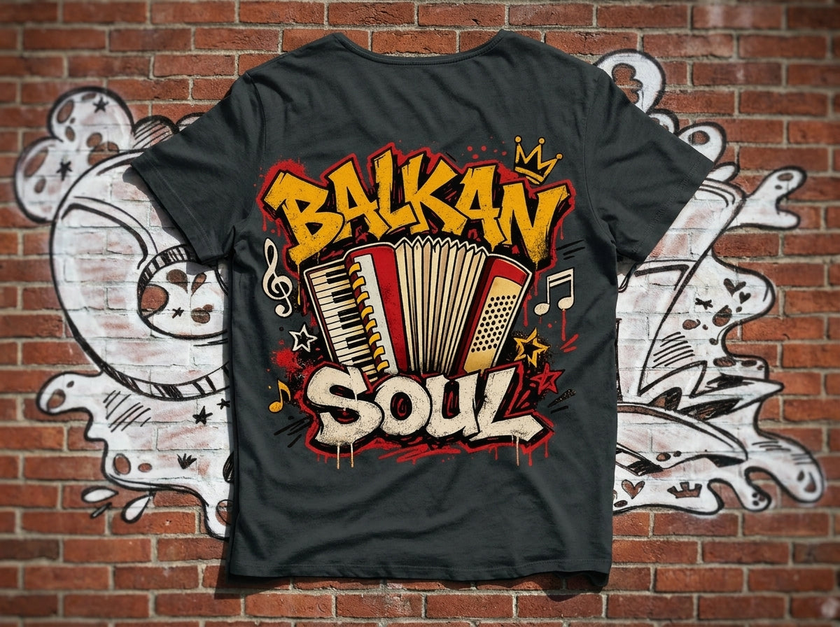 Тениска „Balkan Soul" с акордеон